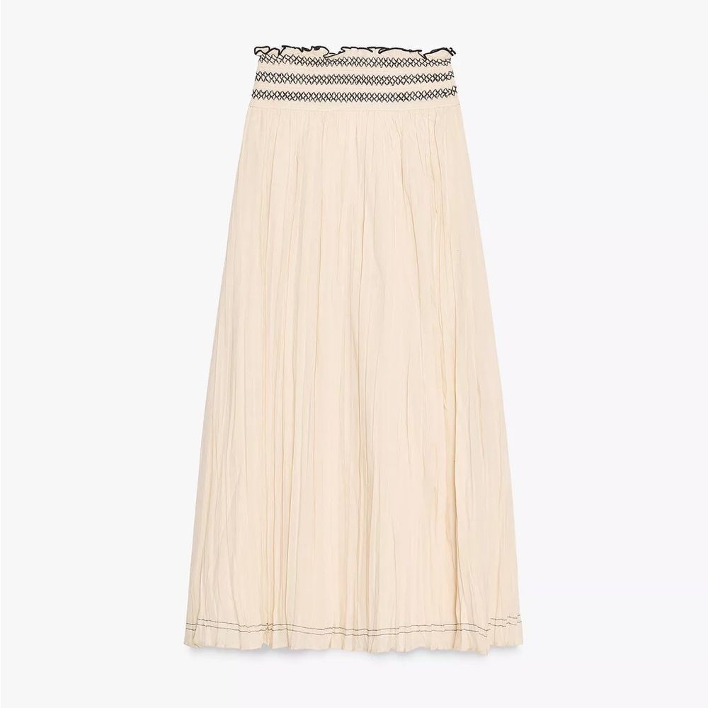 ZARA RUSTIC CONTRAST WAIST SKIRT - Picture 6 of 7